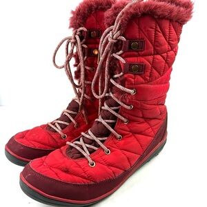 Columbia Heavenly Omni Heat Boots 12 Womens Red Waterproof Lace Up Bootie